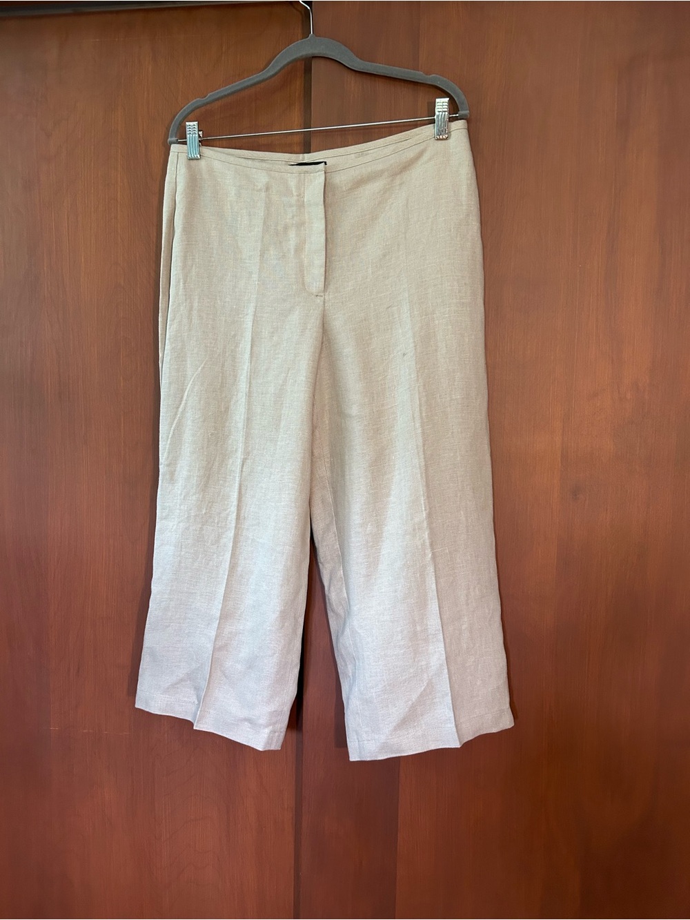 NWT Talbots Tan Cropped Wide-Leg Linen Pants